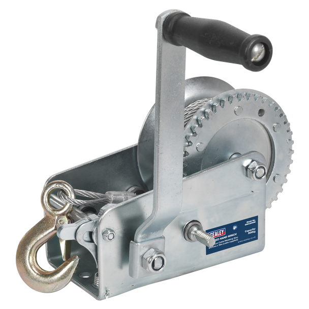 Sealey GWC2000M | Geared Hand Winch with Cable 900kg Capacity