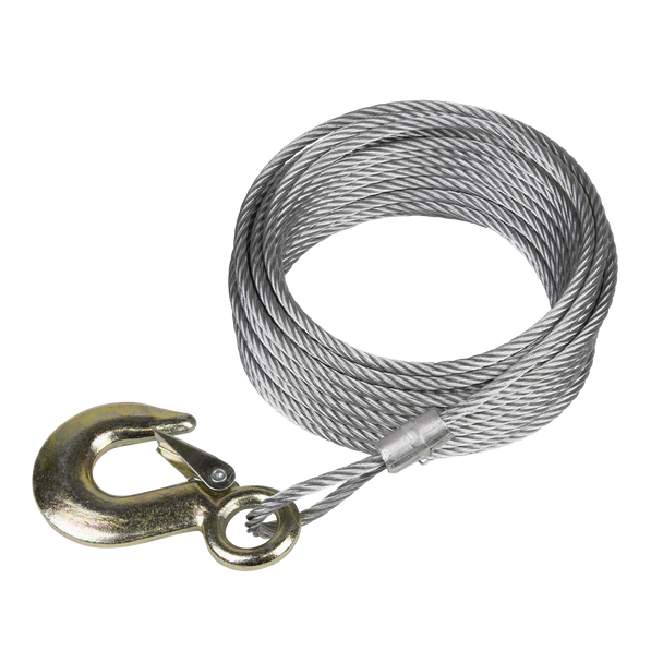 Sealey GWEC12 | Winch Cable/Wire Rope with Forged Hook 5.1mm x 10m 810kg Breaking Strength