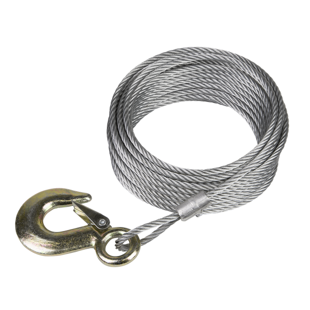 Sealey GWEC20 | Winch Cable/Wire Rope with Forged Hook 5.1mm x 10m 1350kg Breaking Strength