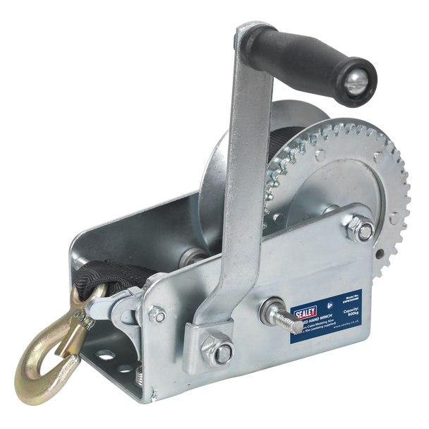 Sealey GWW2000M │Geared Hand Winch with Webbing Strap 900kg Capacity