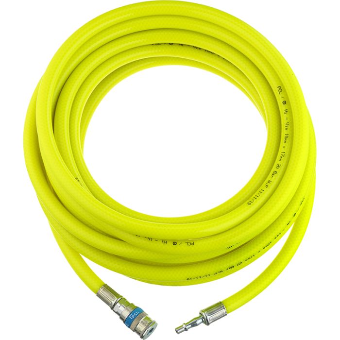 PCL HA2134HV | Hose Assembly Yellow High Visibility, 10m of 10mm i/d Hose, Standard Adaptor to Vertex Coupling