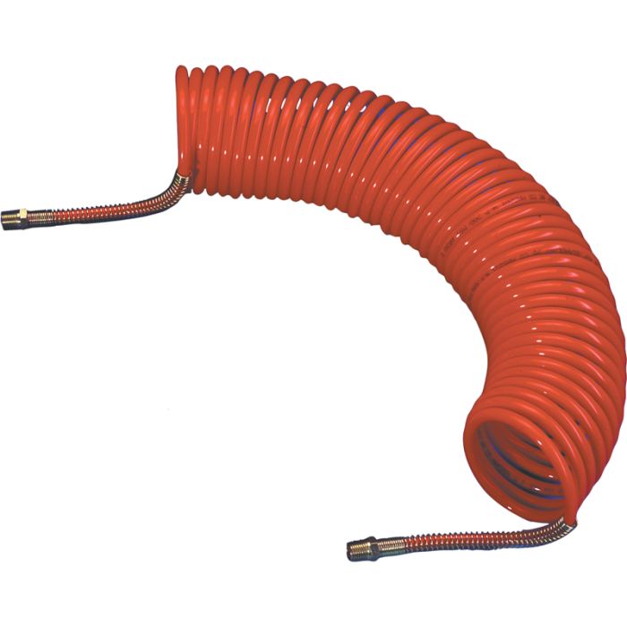 PCL HA5201 | Nylon Coiled Hose Assembly 7.62m (25Ft) of 6mm i/d Hose, Male Thread R 1/4 Swivel Ends