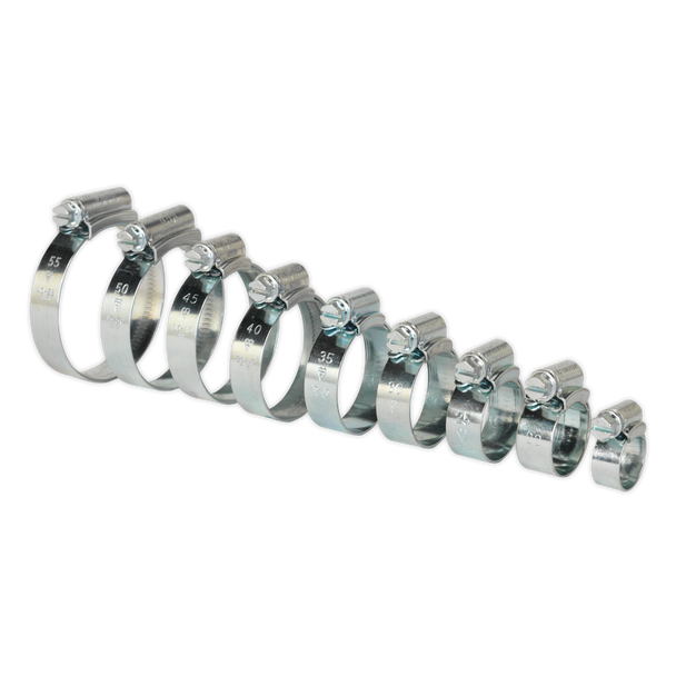 Sealey HCJ85A | HI-GRIP® Zinc Plated Hose Clip Assortment 9.5-55mm 85pc