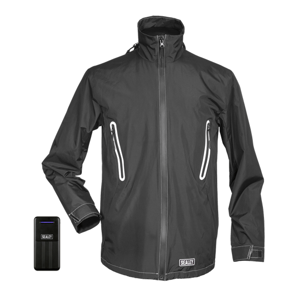 Sealey HJ06KIT | 5V Heated Rain Jacket with Power Bank 20Ah - Medium