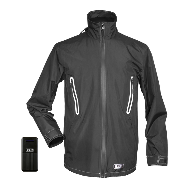 Sealey HJ08KIT ⏐ 5V Heated Rain Jacket with Power Bank 20Ah - X-Large