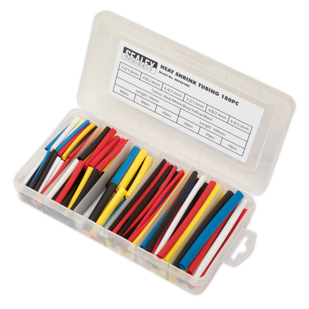 Sealey HST501MC ⏐ Heat Shrink Tubing Assortment 50 & 100mm 180pc - Mixed Colours