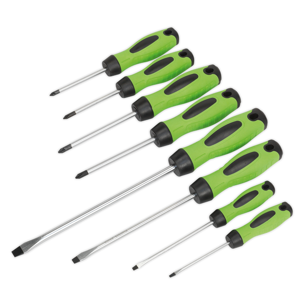 Sealey HV001 | Premier Screwdriver Set 8pc - Hi-Vis Green