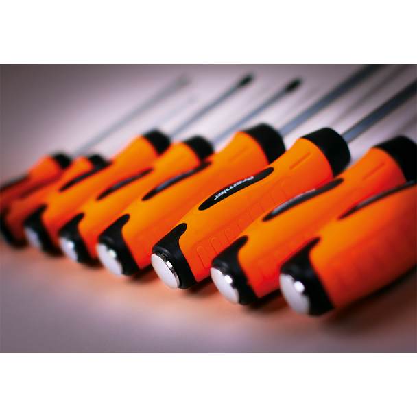 Sealey HV004 ⏐ Premier Hammer-Thru Screwdriver Set 8pc - Hi-Vis Orange