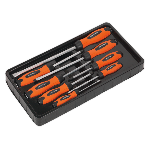 Sealey HV004 ⏐ Premier Hammer-Thru Screwdriver Set 8pc - Hi-Vis Orange