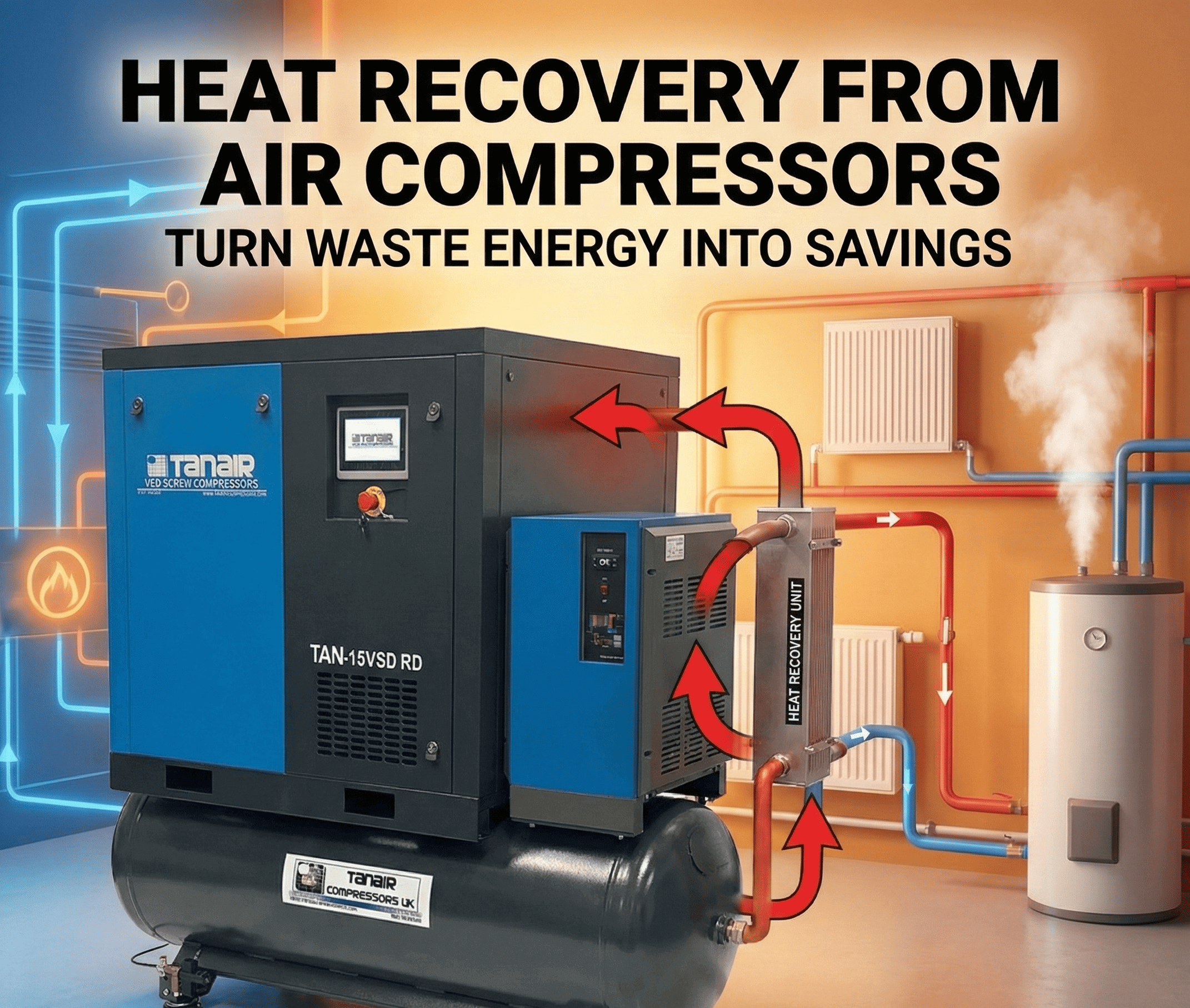 Heat Recovery from Air Compressors Turn Waste Energy into Savings