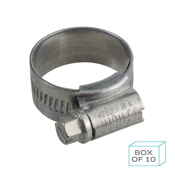 PCL JC1825 | Jubilee Hose Clip Size 0X (18-25mm) Mild Steel Zinc Plated (Supplied in Box of 10)