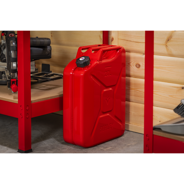 Sealey JC20SCR ⏐ Screw Cap Metal Jerry Can 20L - Red