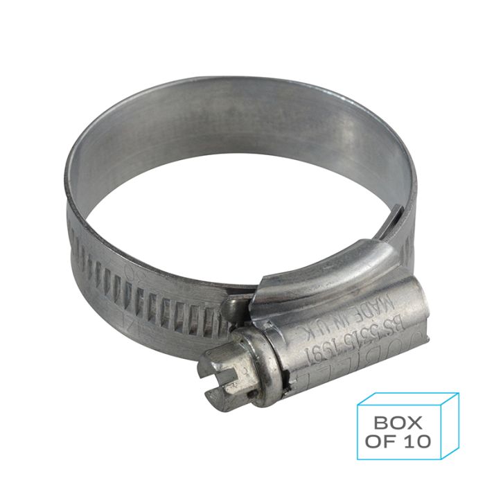 PCL JC3040 | Jubilee Hose Clip Size 1X (30-40mm) Mild Steel Zinc Plated (Supplied in Box of 10)