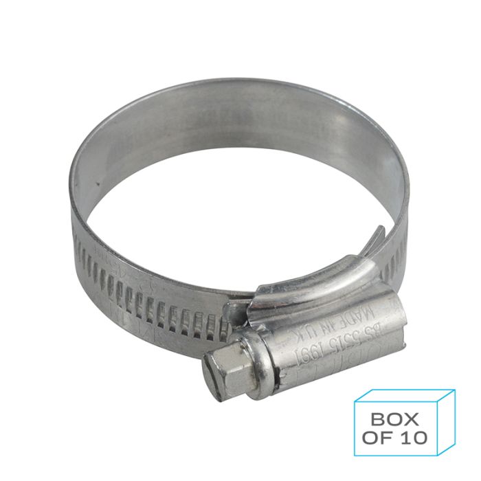 PCL JC3245 | Jubilee Hose Clip Size 1M (32-45mm) Mild Steel Zinc Plated (Supplied in Box of 10)