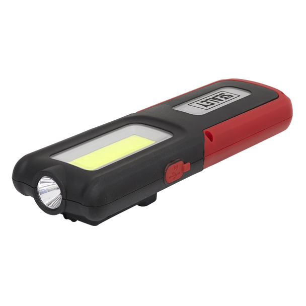 Sealey LED318R ⏐ Rechargeable Inspection Light with Power Bank 5W COB & 3W SMD LED - Red