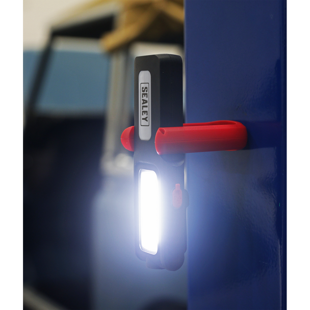 Sealey LED318R ⏐ Rechargeable Inspection Light with Power Bank 5W COB & 3W SMD LED - Red