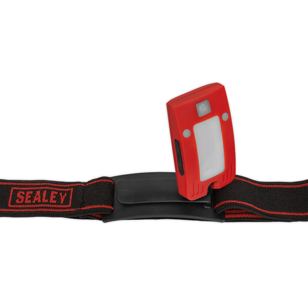 Sealey LED360HTR ⏐ Rechargeable Head Torch with Auto-Sensor 2W COB LED - Red