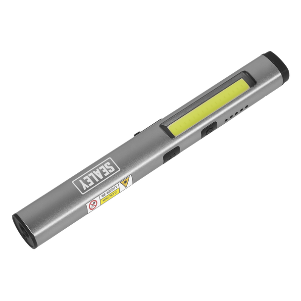 Sealey LED450UV ⏐ Rechargeable UV Penlight Torch with Laser Pointer 5W COB & 3W SMD LED