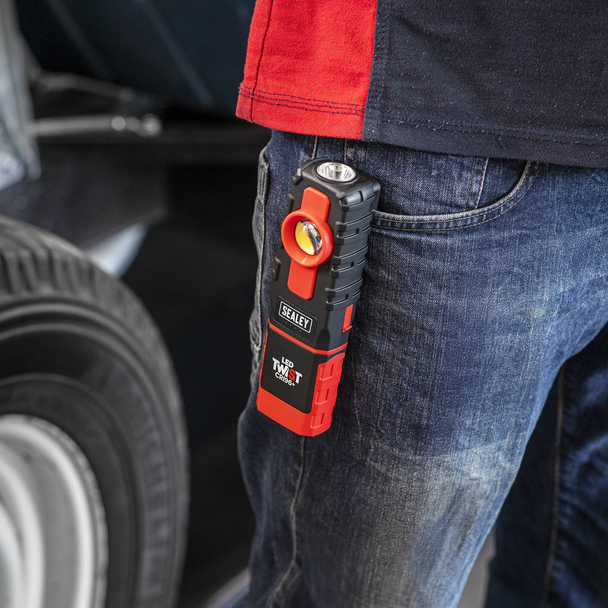 Sealey LED601CM ⏐ LED Twist Rechargeable Inspection Light 6W COB LED & 1W SMD LED Colour Match CRI 96+