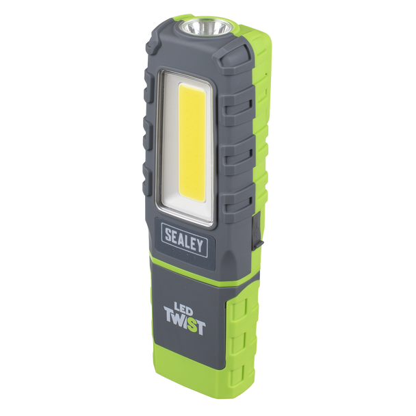 Sealey LED601G ⏐ LED Twist Rechargeable Inspection Light 5W COB & 1W SMD