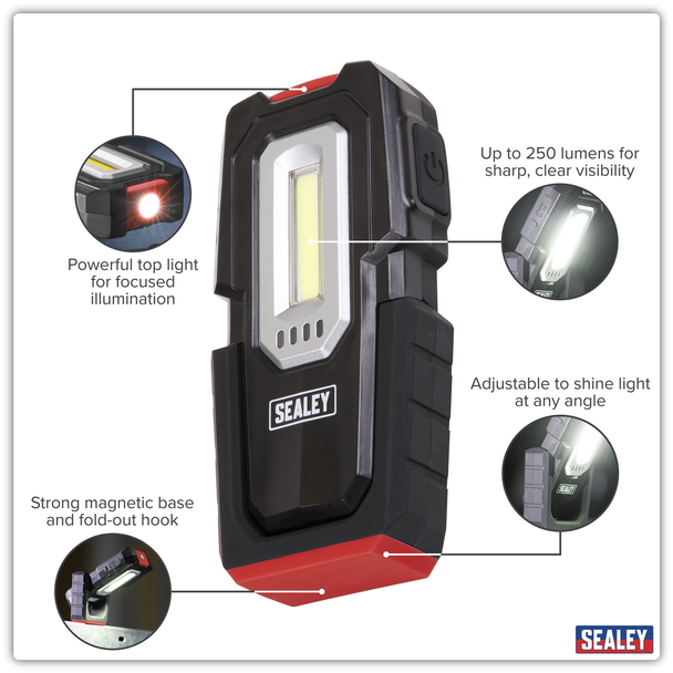Sealey LEDWC03 ⏐ Wireless Rechargeable Inspection Light 3W COB & 1W SMD ...