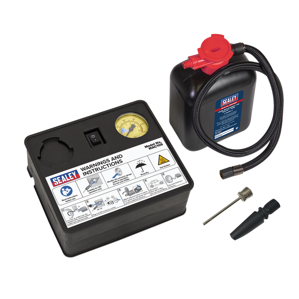 Sealey MAC10S ⏐ Tyre Inflator & Emergency Puncture Sealant Kit 12V