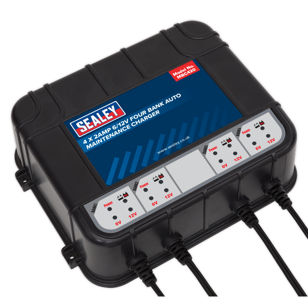 Sealey MBC420 ⏐ 6/12V 4 Bank Auto Maintenance Charger 8A (4 x 2A)