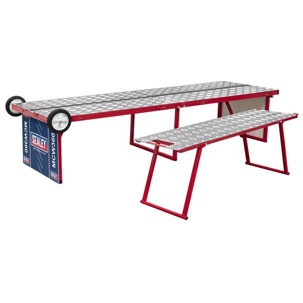 Sealey MCW360 ⏐ Folding Motorcycle Workbench with Ramp 360kg Capacity