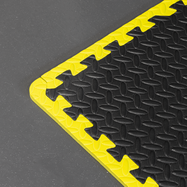Sealey MIC1218Y3 ⏐ Interlocking EVA Foam Workshop Mat Set with Hi-Vis Edges 1240 x 1825mm