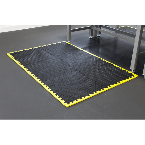 Sealey MIC1218Y3 ⏐ Interlocking EVA Foam Workshop Mat Set with Hi-Vis Edges 1240 x 1825mm