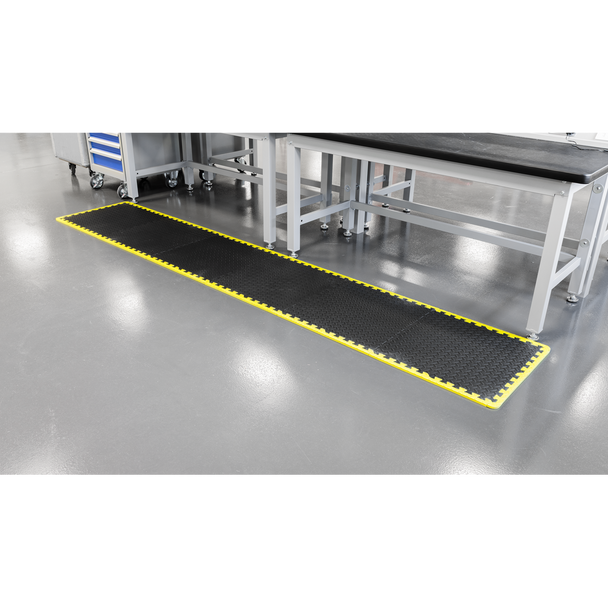 Sealey MIC1218Y3 ⏐ Interlocking EVA Foam Workshop Mat Set with Hi-Vis Edges 1240 x 1825mm