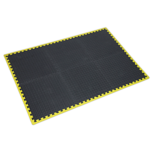 Sealey MIC1218Y3 ⏐ Interlocking EVA Foam Workshop Mat Set with Hi-Vis Edges 1240 x 1825mm