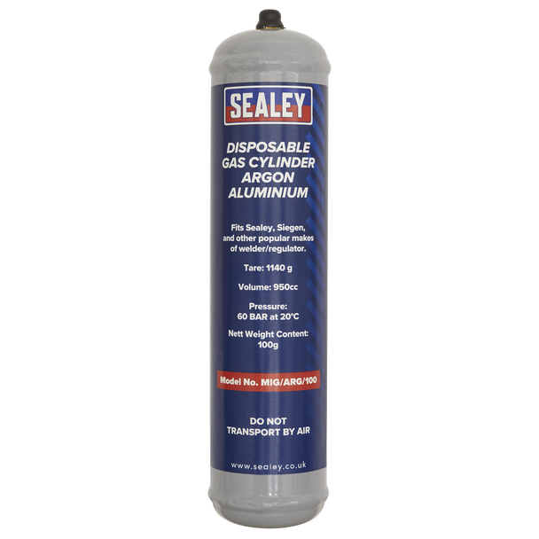 Sealey MIG/ARG/100/12 ⏐ Disposable Argon Gas Cylinder 100g - Box of 12