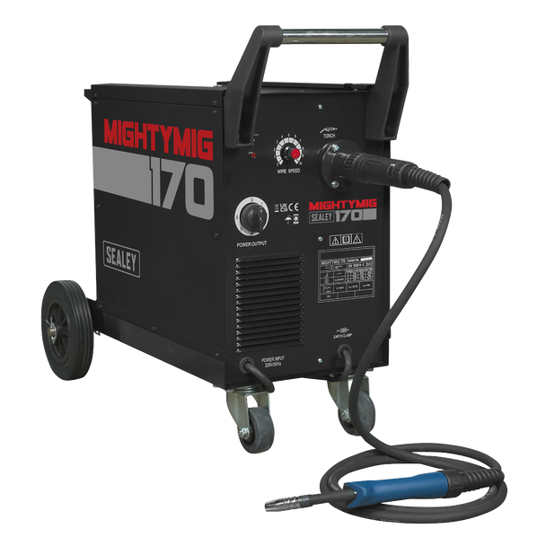 Sealey MIGHTYMIG170 ⏐ Professional Gas/Gasless MIG Welder with Euro Torch 170A