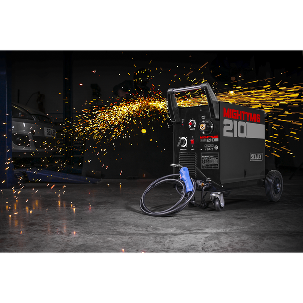 Sealey MIGHTYMIG210 ⏐ Professional Gas/Gasless MIG Welder with Euro Torch 210A