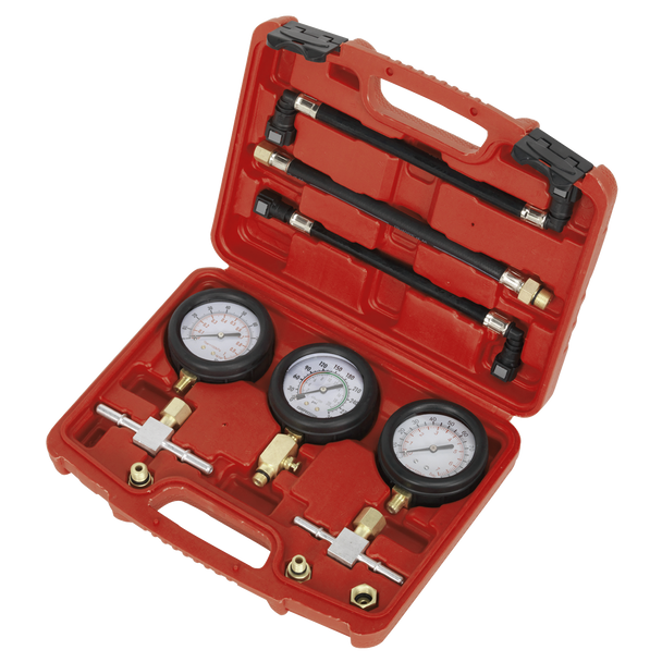 Sealey MS100 ⏐ Motorcycle Compression & Fuel Pressure Gauge Set 3pc