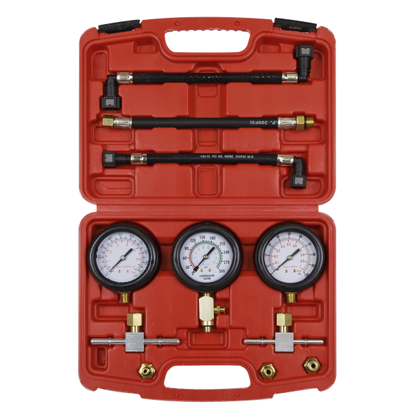 Sealey MS100 ⏐ Motorcycle Compression & Fuel Pressure Gauge Set 3pc