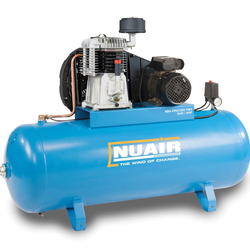 Nuair NB4/200 FM4 (230 Volt)┃18 CFM 11 Bar Air Compressor on a 200 Litre Receiver