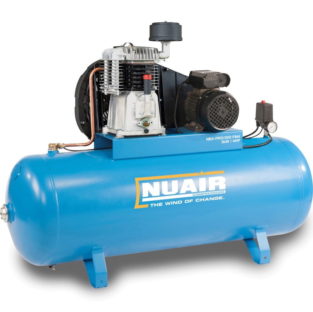 Nuair NB4/200 FM4 (230 Volt)┃18 CFM 11 Bar Air Compressor on a 200 Litre Receiver