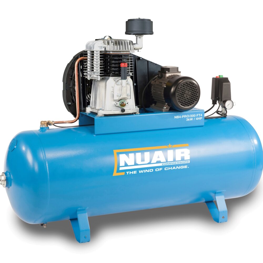 Nuair NB4/200 FT4 (400 Volt)┃18 CFM 11 Bar Air Compressor on a 200 Litre Receiver