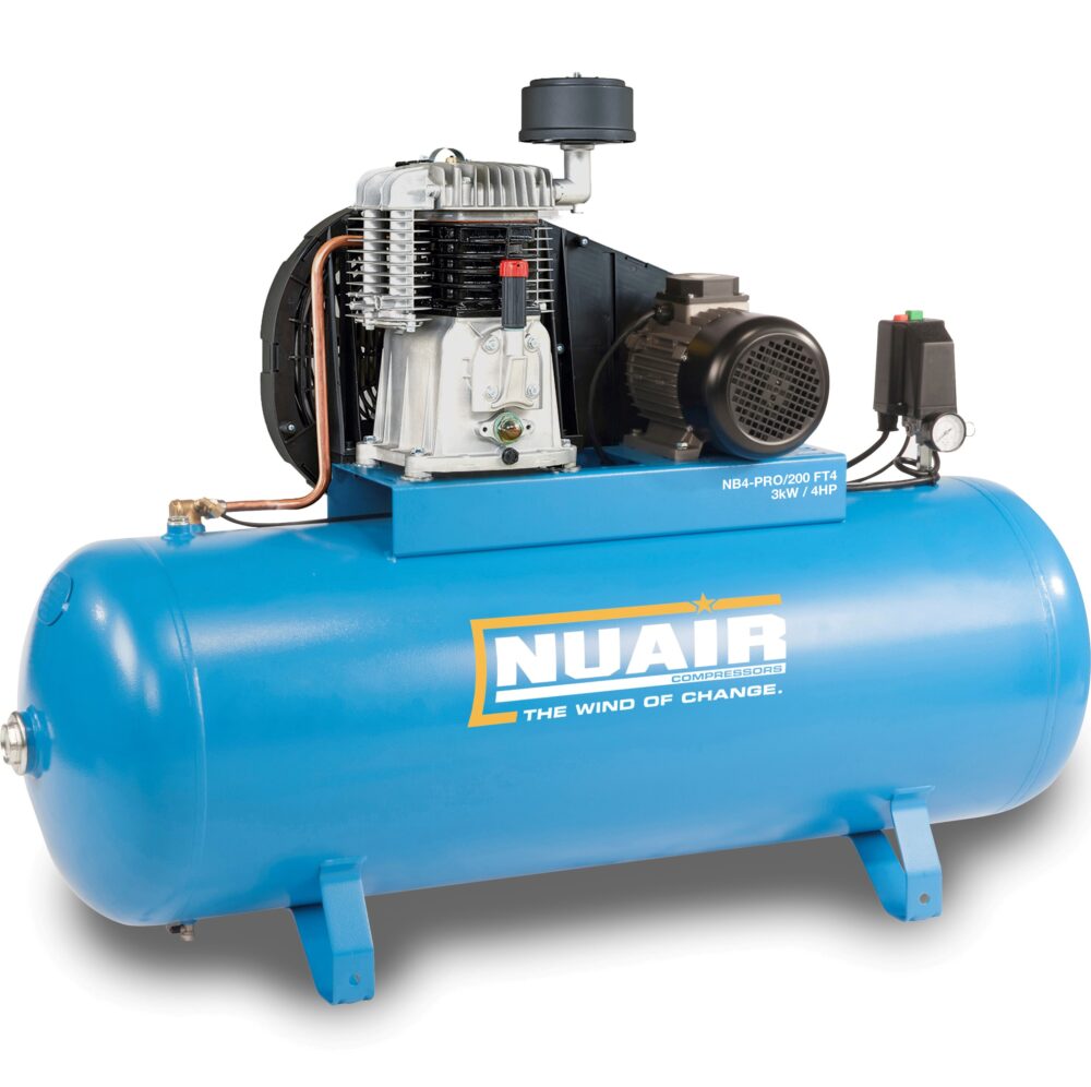 Nuair NB4/200 FT4 (400 Volt)┃18 CFM 11 Bar Air Compressor on a 200 Litre Receiver