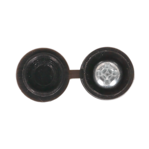 Sealey NPBK50 ⏐ Numberplate Screw with Flip Cap 4.2 x 19mm, Black - Pack of 50