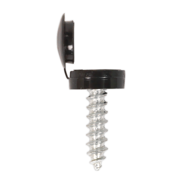 Sealey NPBK50 ⏐ Numberplate Screw with Flip Cap 4.2 x 19mm, Black - Pack of 50