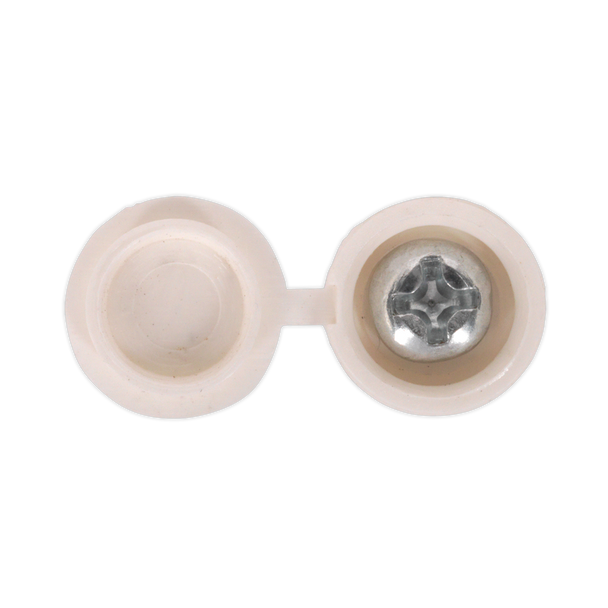 Sealey NPW50 ⏐ Numberplate Screw with Flip Cap 4.2 x 19mm, White - Pack of 50