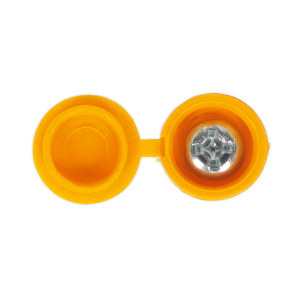 Sealey NPY50 ⏐ Numberplate Screw with Flip Cap 4.2 x 19mm, Yellow - Pack of 50