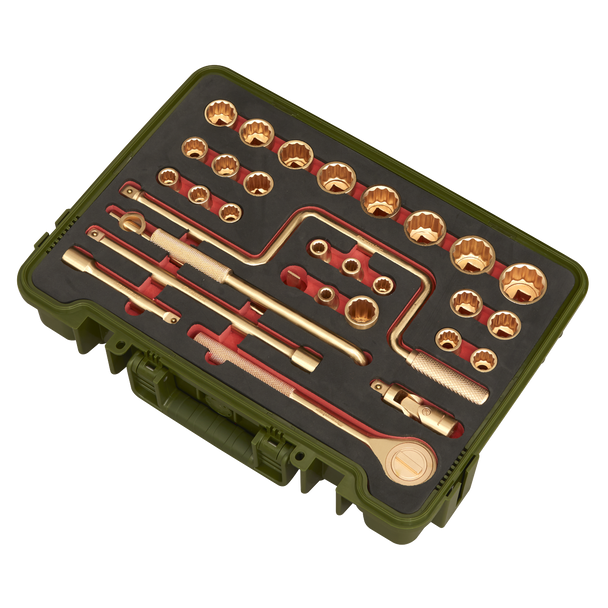 Sealey NS039 ⏐ Premier Non-Sparking Socket Set 1/2"Sq Drive 31pc