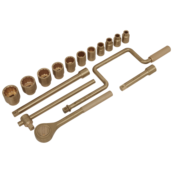 Sealey NS124 ⏐ Premier Non-Sparking Socket Set 1/2"Sq Drive 17pc