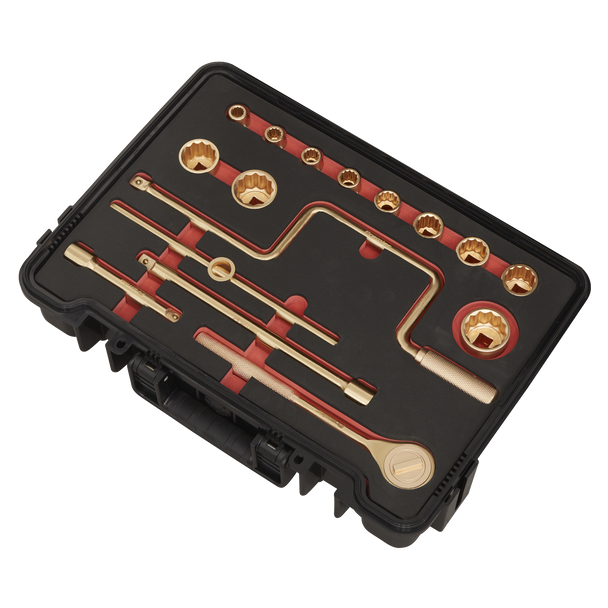 Sealey NS124 ⏐ Premier Non-Sparking Socket Set 1/2"Sq Drive 17pc