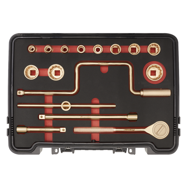 Sealey NS124 ⏐ Premier Non-Sparking Socket Set 1/2"Sq Drive 17pc