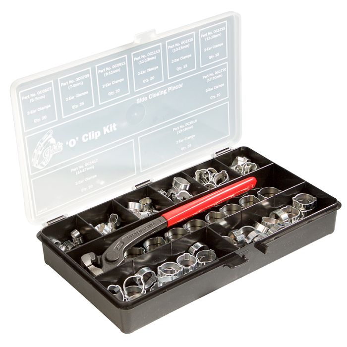 PCL OK175P | Jubilee O Clip Kit 175 Clips with Side Closing Pincer (Contained in a Plastic Box)